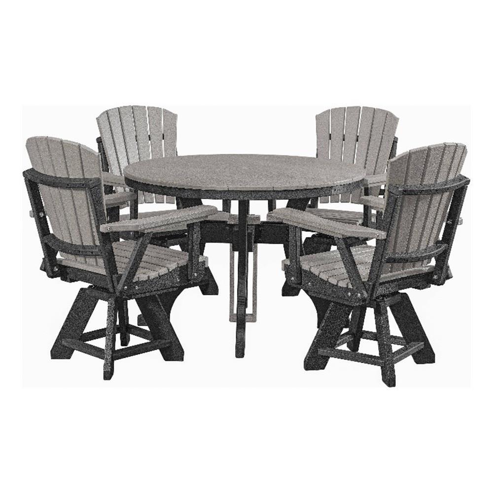 Five Piece Round Dining Height Dining Set in Light Grey/Black