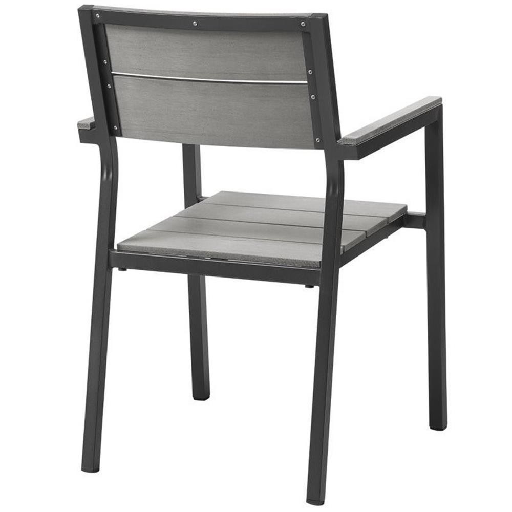 Modway Maine 7-Piece Modern Aluminum Patio Dining Set – Brown/Gray