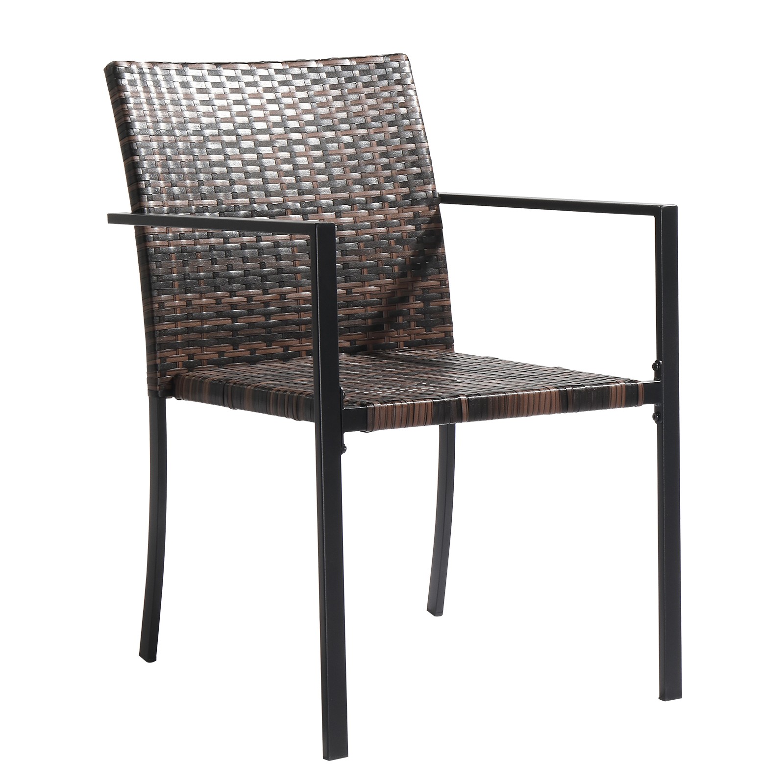 Set of 2 Stackable Outdoor Wicker Patio Dining Chairs, All-Weather Brown