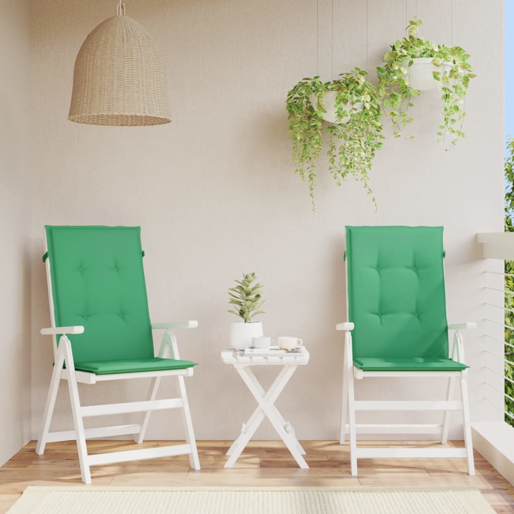 Garden Highback Chair Cushions 2 pcs Green 47.2″x19.7″x1.2″ Fabric