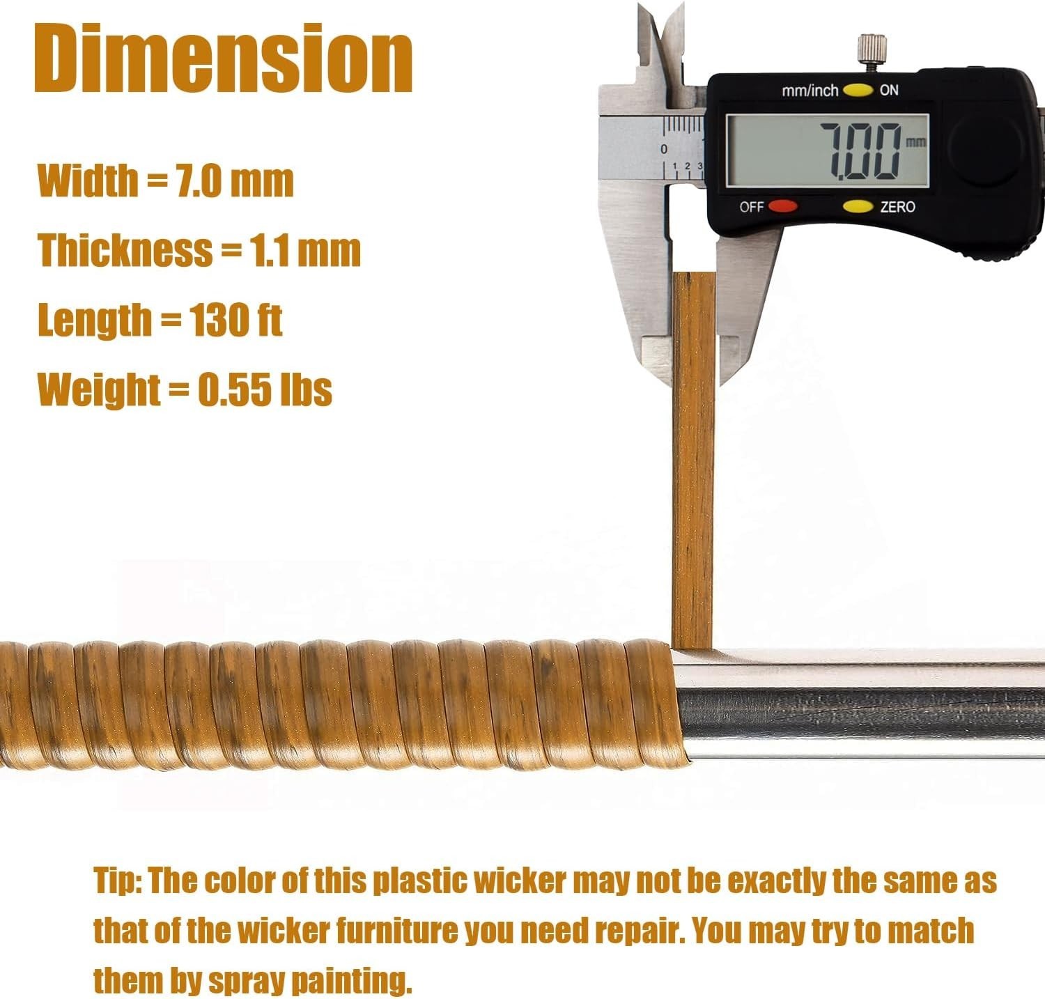 130 Ft Wicker Repair Kit – Light Wood Grain Synthetic Rattan for Patio Furniture