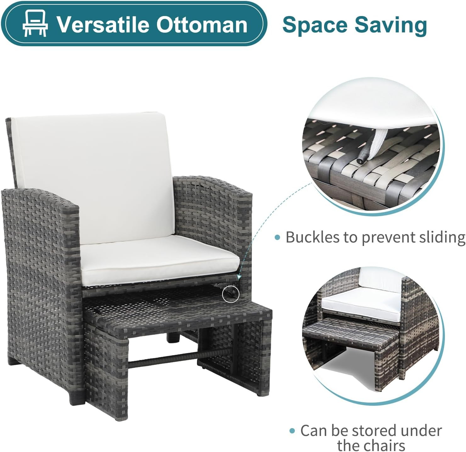 OC Orange-Casual 6 Piece Patio Furniture Conversation Set with Ottoman, Outdoor