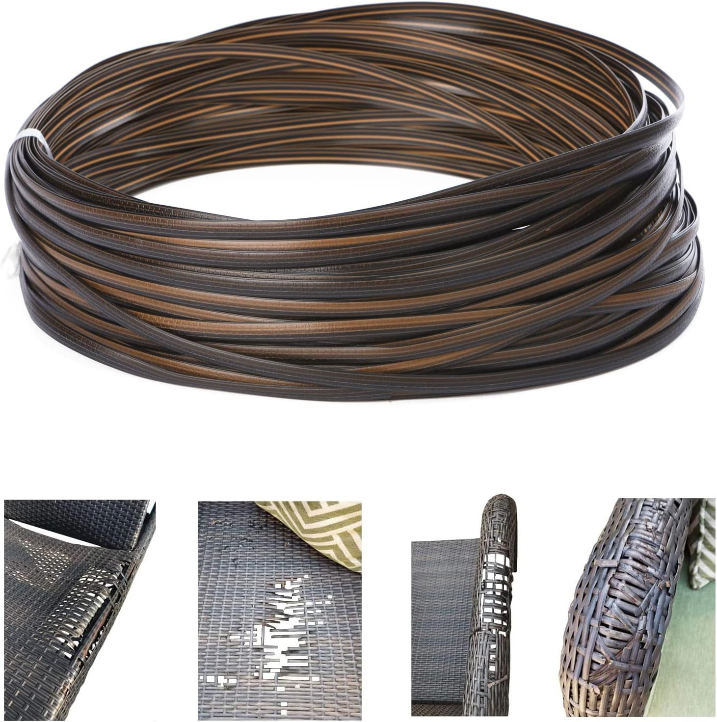 120Ft Wicker Repair Supplies Two Tone Gradient Dark Brown with Light Brown Strip