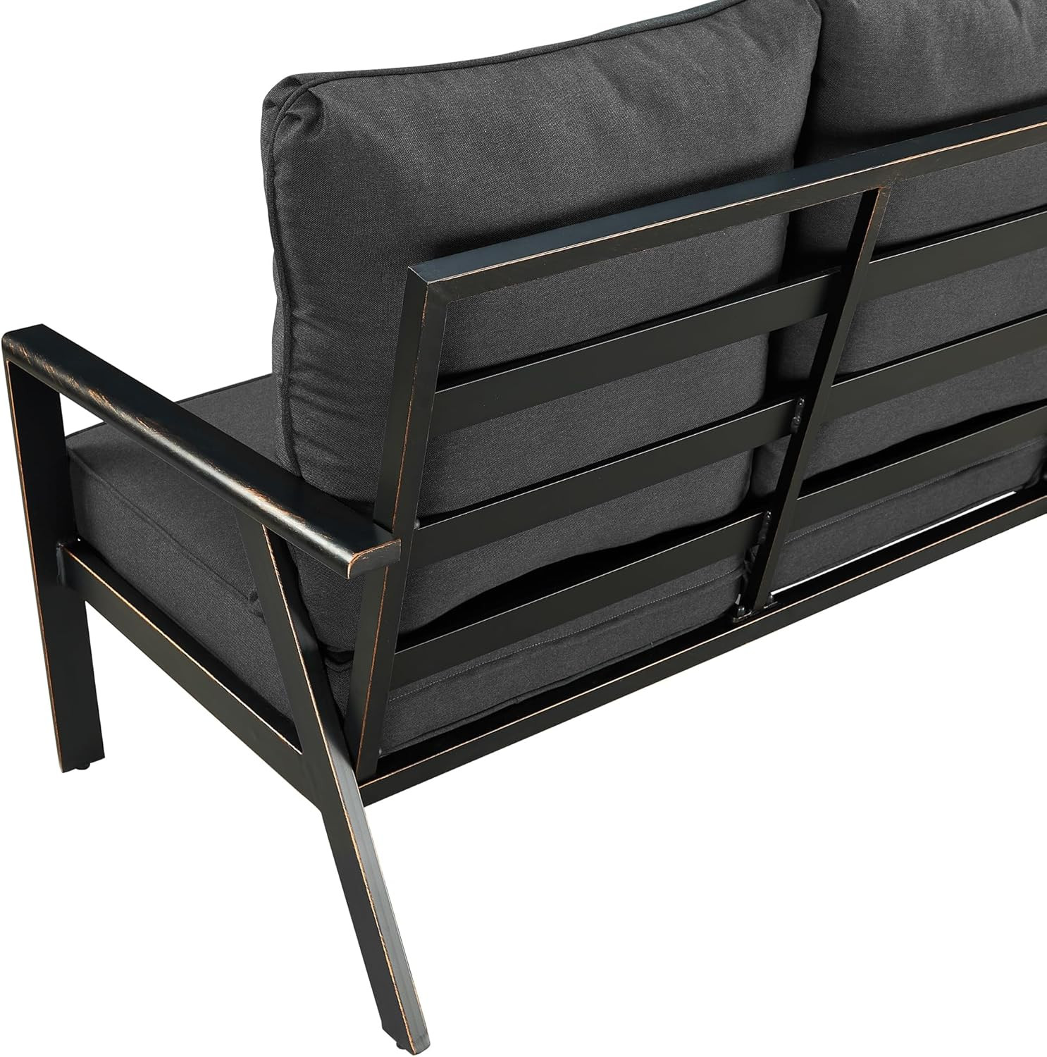Stylish Black Aluminum Outdoor Loveseat with Cushions for Two
