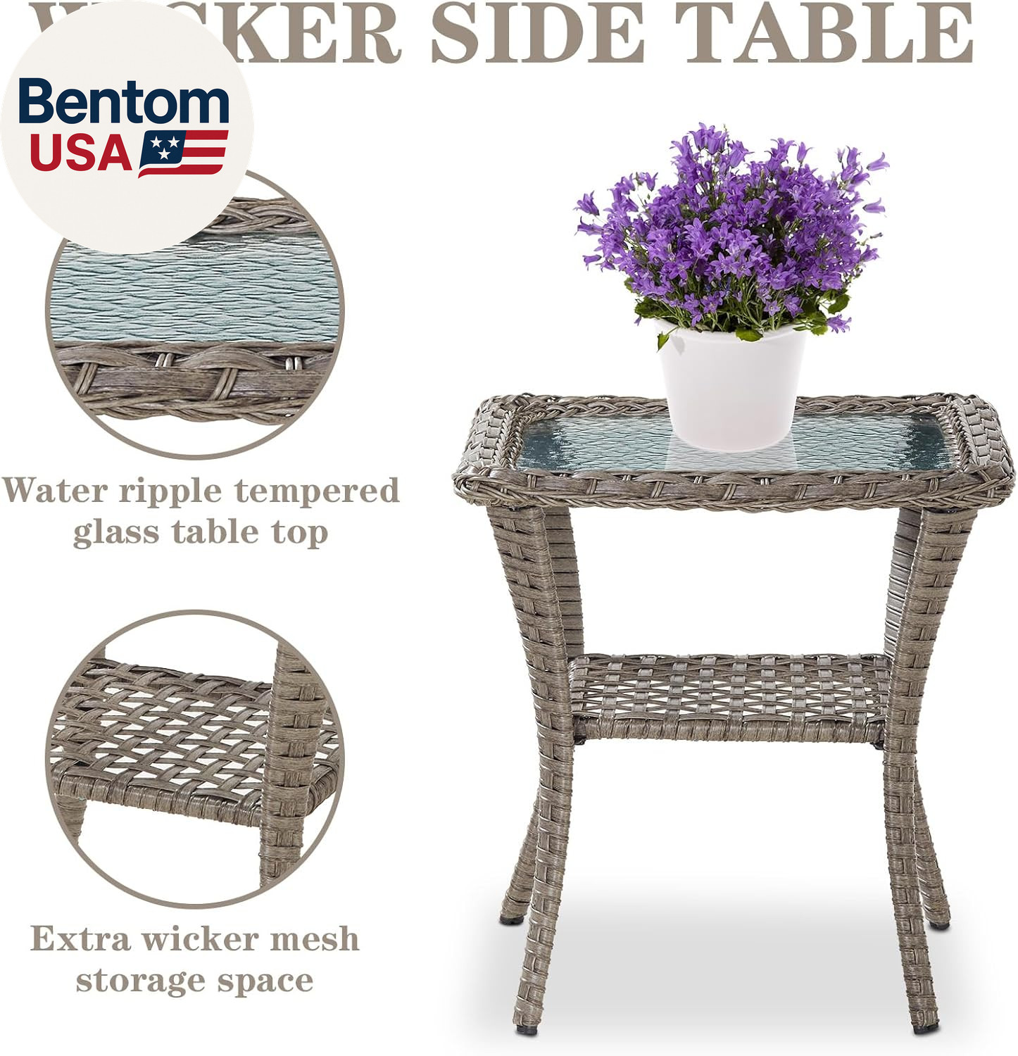 6 Pieces Wicker Patio Conversation Sets with Outdoor Swivel Rocker Chairs and Lo