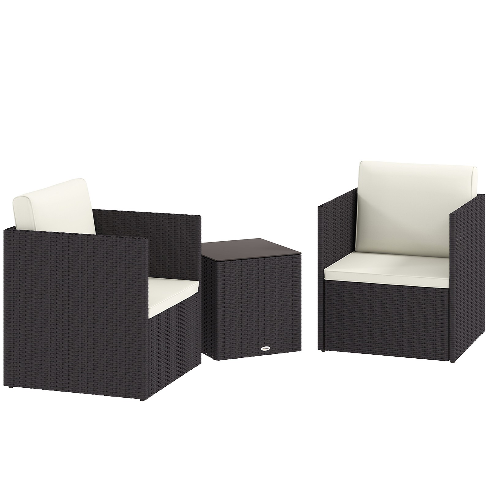 Outsunny 3 Piece Folding Wicker Bistro Set, Patio Furniture Set, Brown