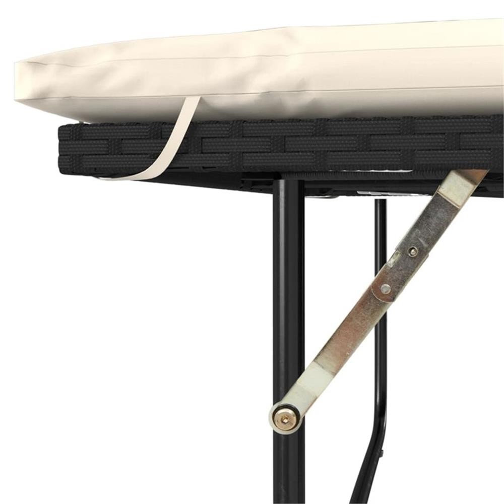 Bowery Hill Contemporary Patio Sofa in Black & Cream With White Frame