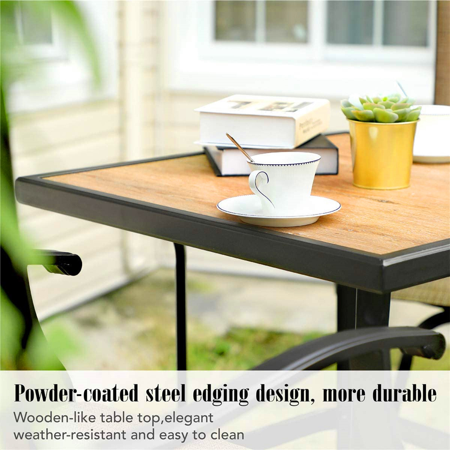 3 Piece Outdoor Patio Bar Table Set Swivel Bar Chair Bar Height Barstools Chairs