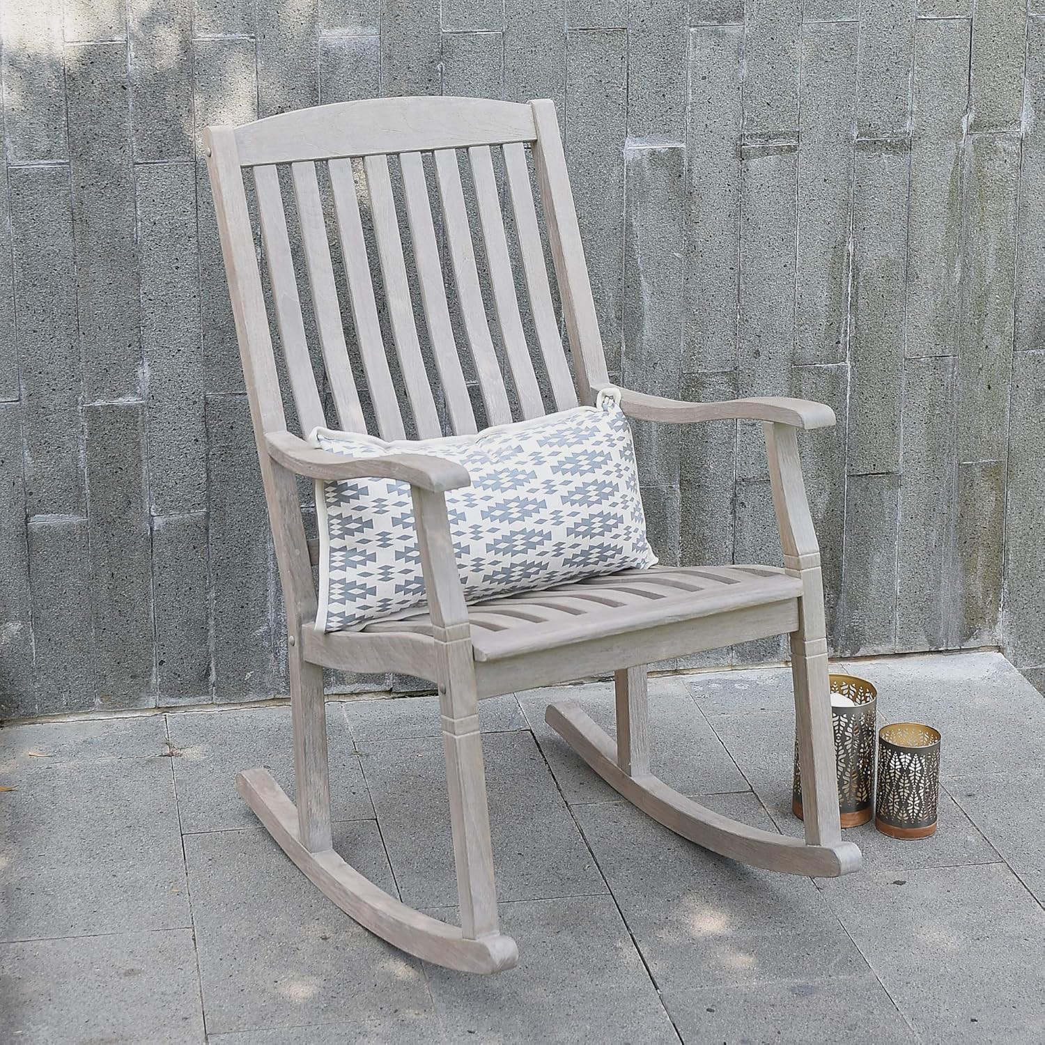 Ashford Porch Rocking Chairs Set of 2, Solid Teak Wood Outdoor Rockers with Weat
