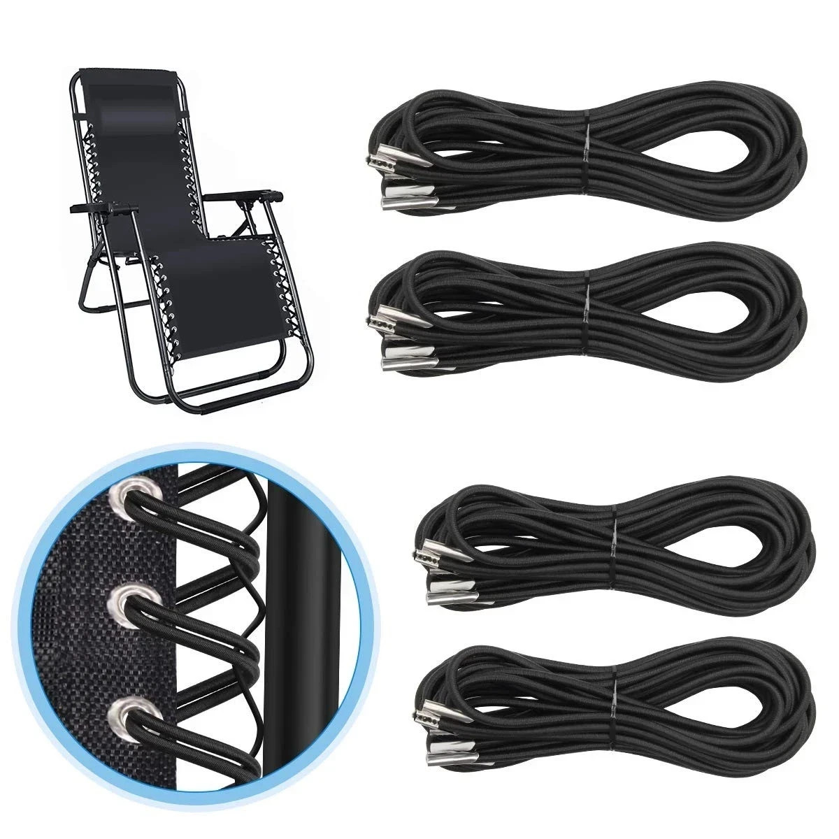 Universal Replacement Cord for Zero Gravity Chair, 4 Pack Elastic Cords Repai…