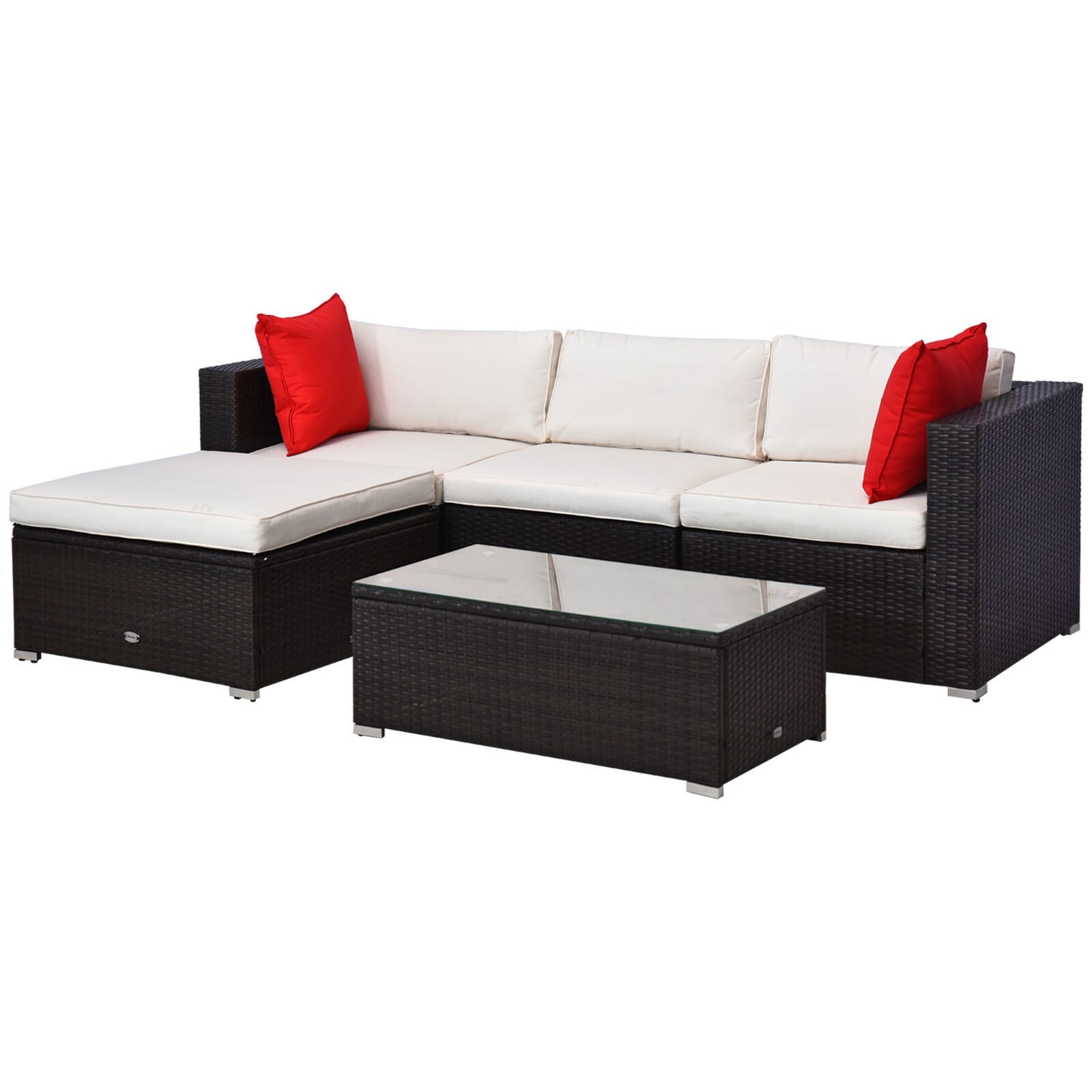 5 Piece Outdoor Patio Furniture Set Garden Sectional Sofa Couch and Coffee Table