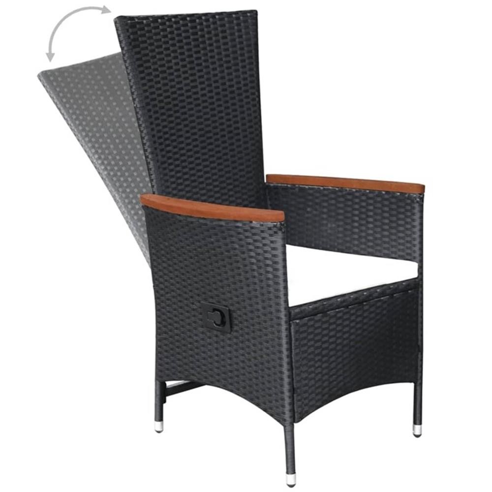 Bowery Hill Contemporary Solid Acacia Wood Dining Set in Black