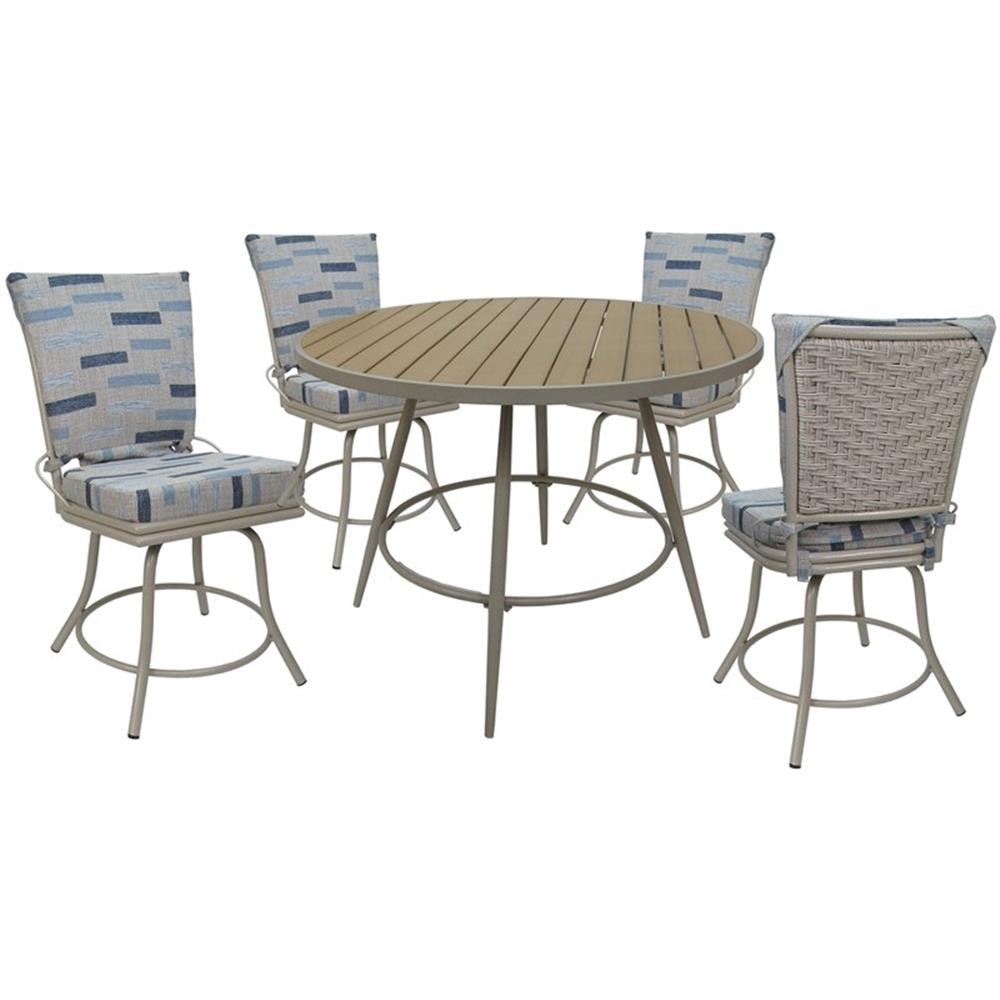 Outdoor Indoor Patio Dining Set – Ofir without Arms – B-W Blue Beige – Beige