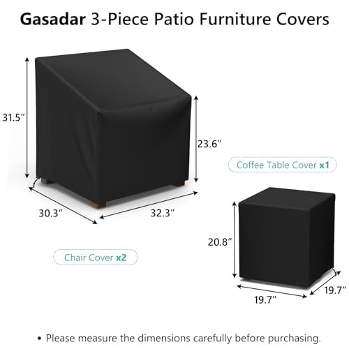 Outdoor Furniture Cover Waterproof,3 Piece Patio Furniture Set 3 Piece Black