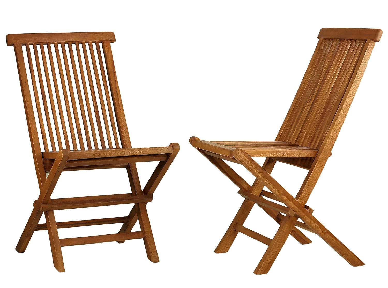Folding Teak Wood Outdoor Chairs 2 Piece Set Garden Patio Teak Furniture Set