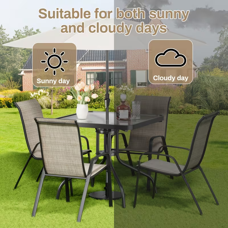5-Piece Patio Set Outdoor Furniture Table and Chairs Set for Garden Backyard