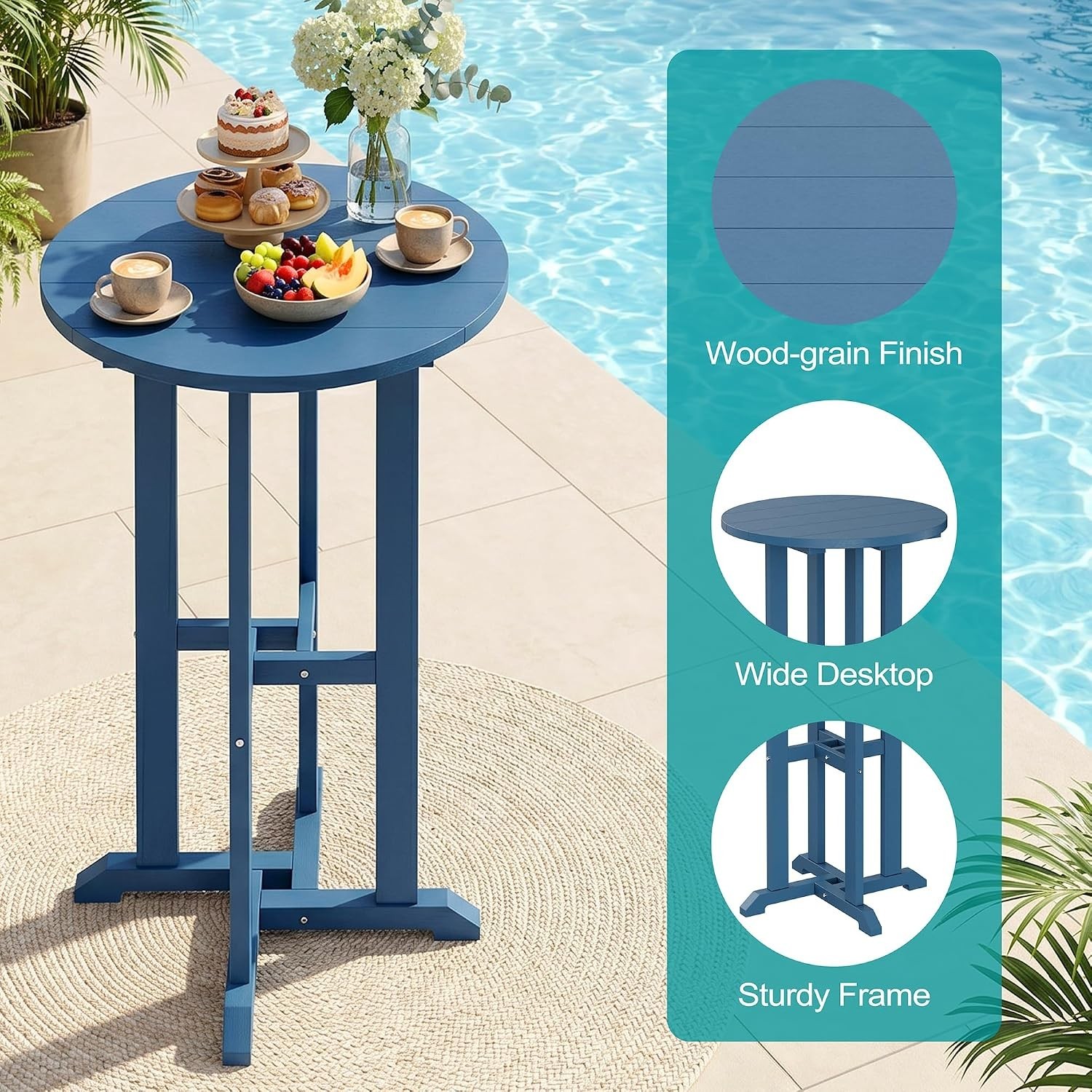 3 Piece Patio Bar Set All Weather HDPE High Bistro Stools 2 Chairs 1 Bar Table
