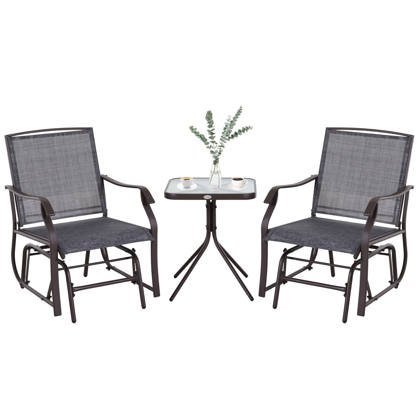 Comfortable Garden Rocker Set with Compact Footprint 352lb Heavy Duty