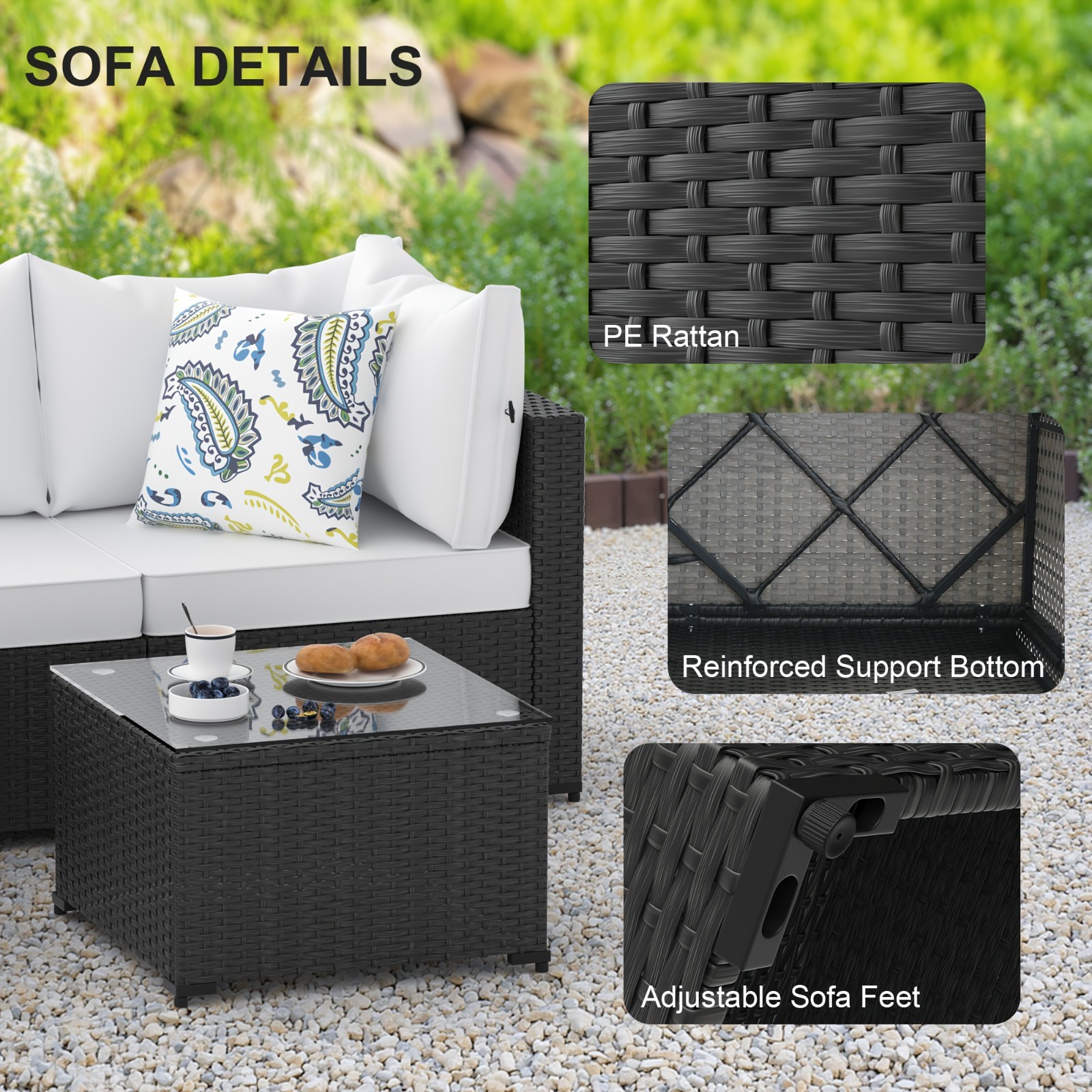 5 Pieces Patio Furniture Sets All Weather Outdoor Sectional Patio Sofa