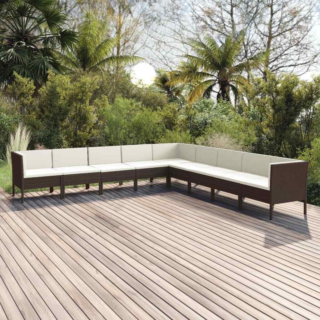 Garden Lounge Set Patio Sectional Sofa Couch Outdoor Poly Rattan Brown vidaXL
