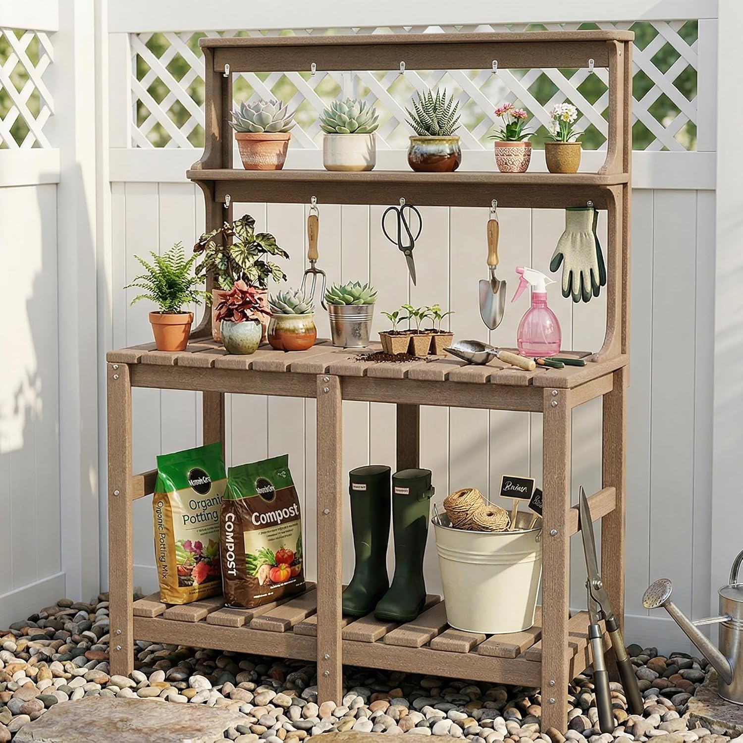 3-Tier Weatherproof Patio Potting Bench Table