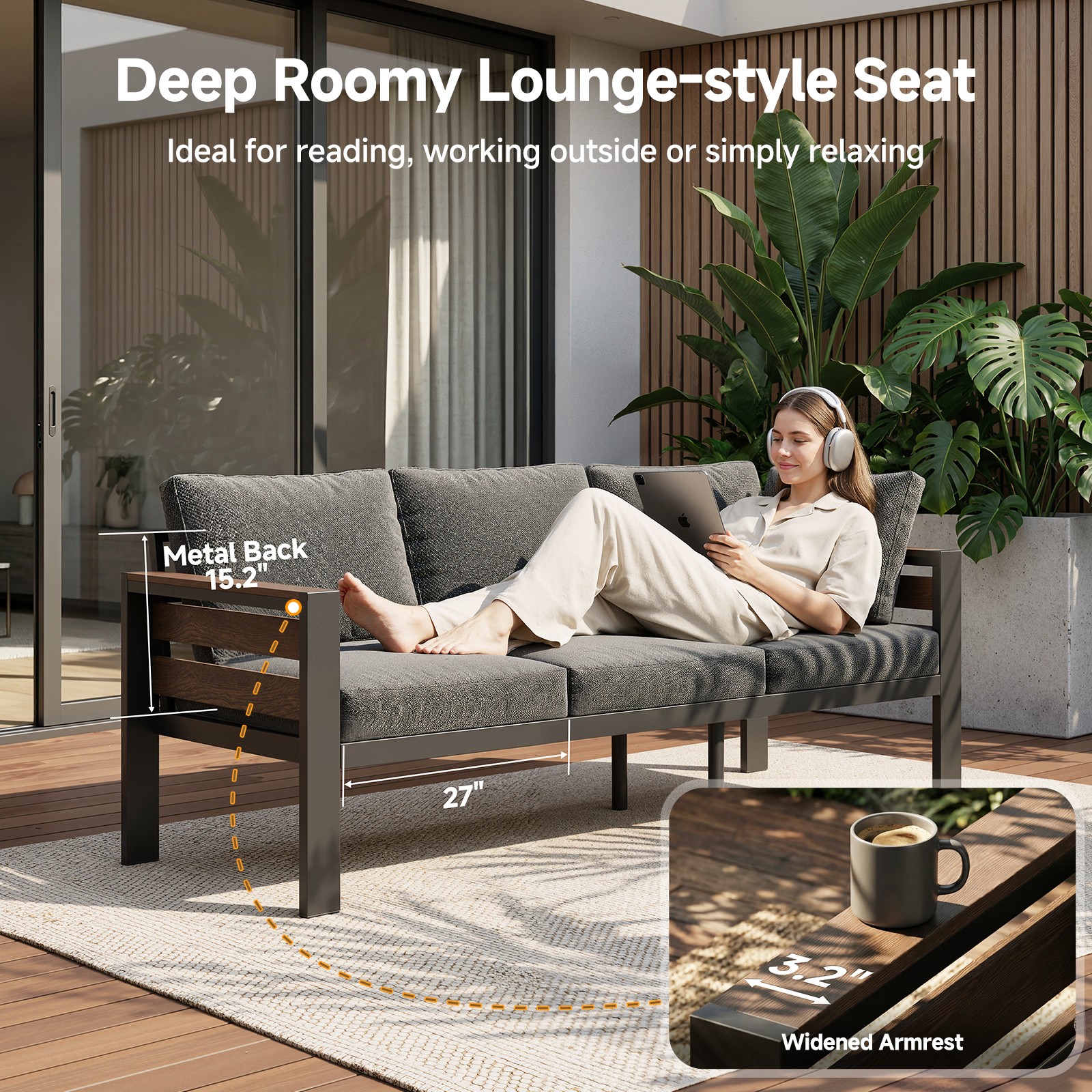 Aluminum Patio Furniture Set,Outdoor Metal Sofa for Patio Conversation Set