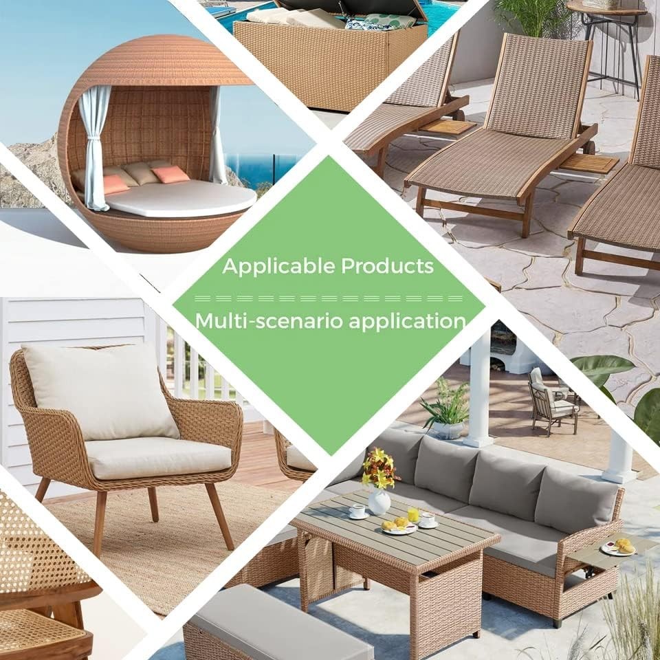 130 Ft Wicker Repair Kit – Light Wood Grain Synthetic Rattan for Patio Furniture