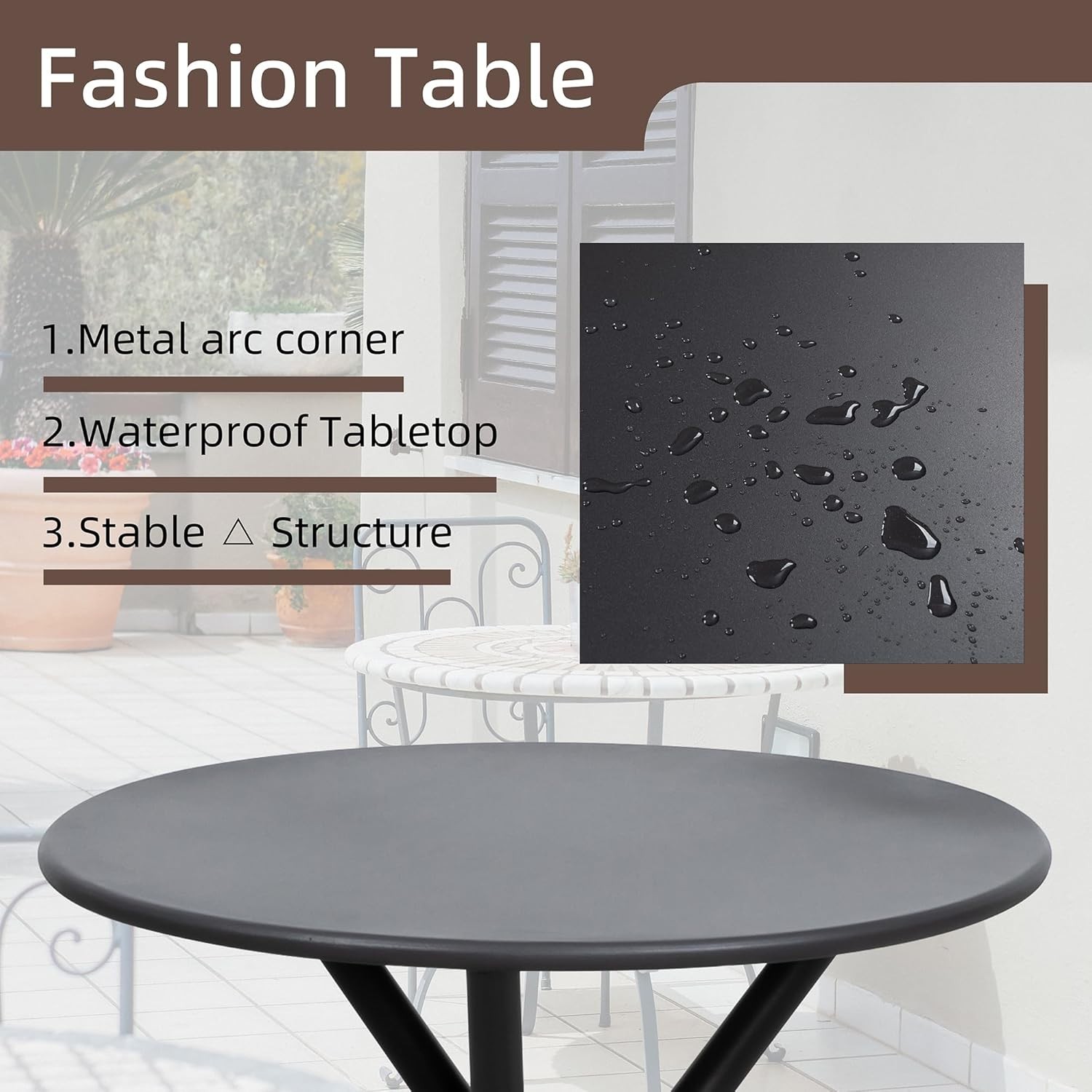 Black Metal and Textilene Bistro Set – Perfect for Patio, Garden, and Balcony