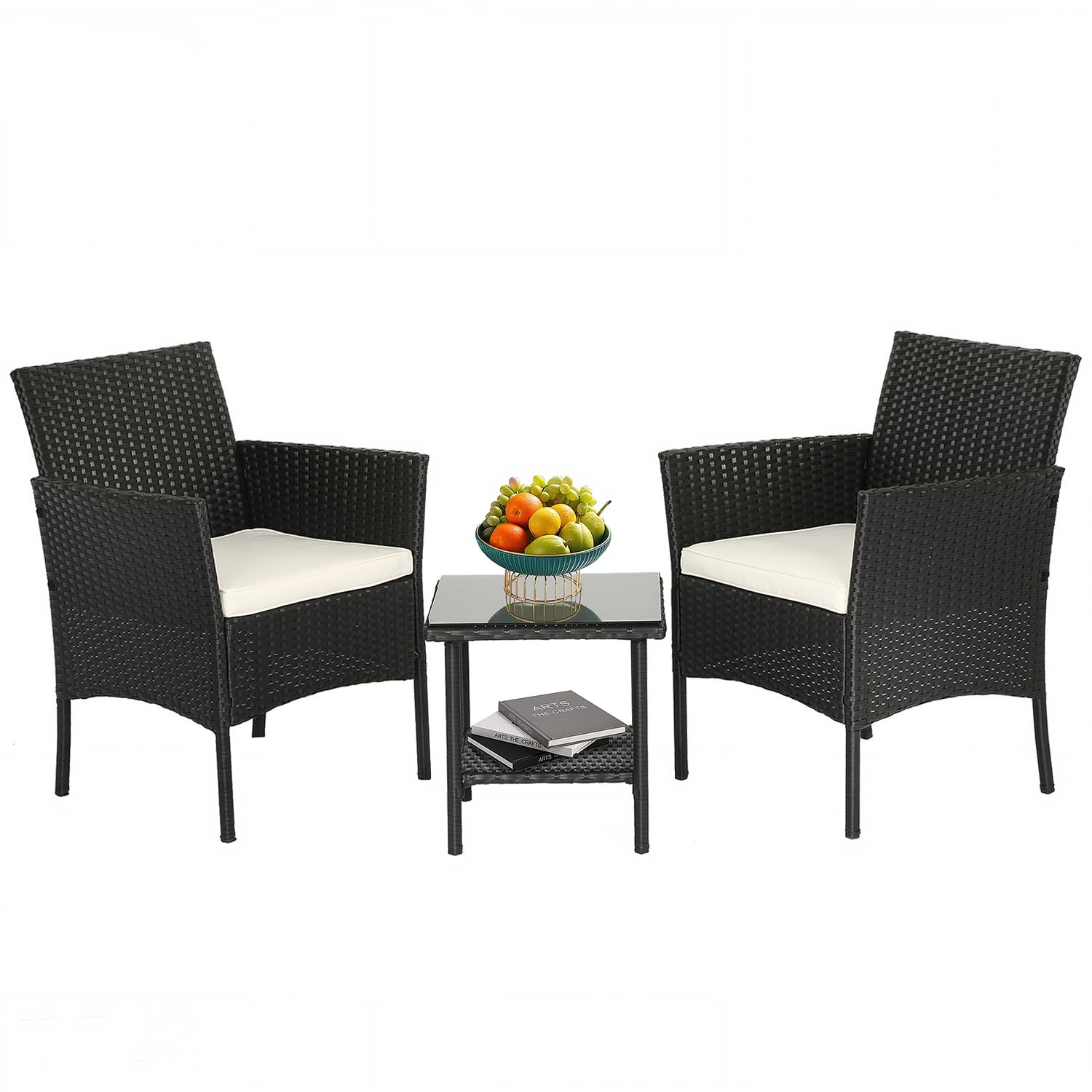 Wicker Outdoor Furniture Patio Furniture Set of 3 Rattan Patio Chairs Outdoor…