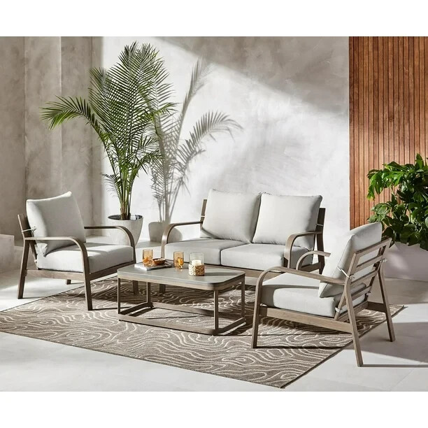 Better Homes & Gardens Luxury 4-Piece Outdoor Patio Set Hand-Painted Concrete