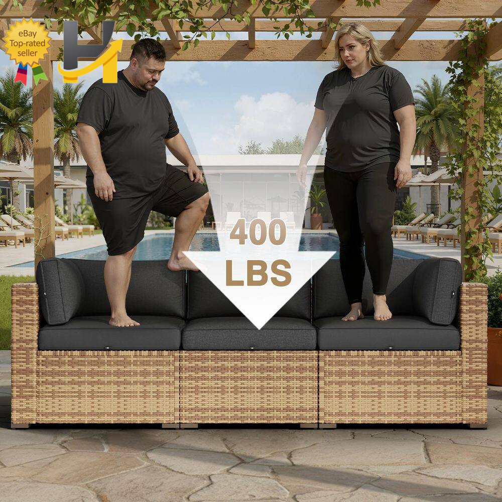 7-Piece Wicker Rattan Outdoor Patio Conversation Set with Cushions Coffee Table