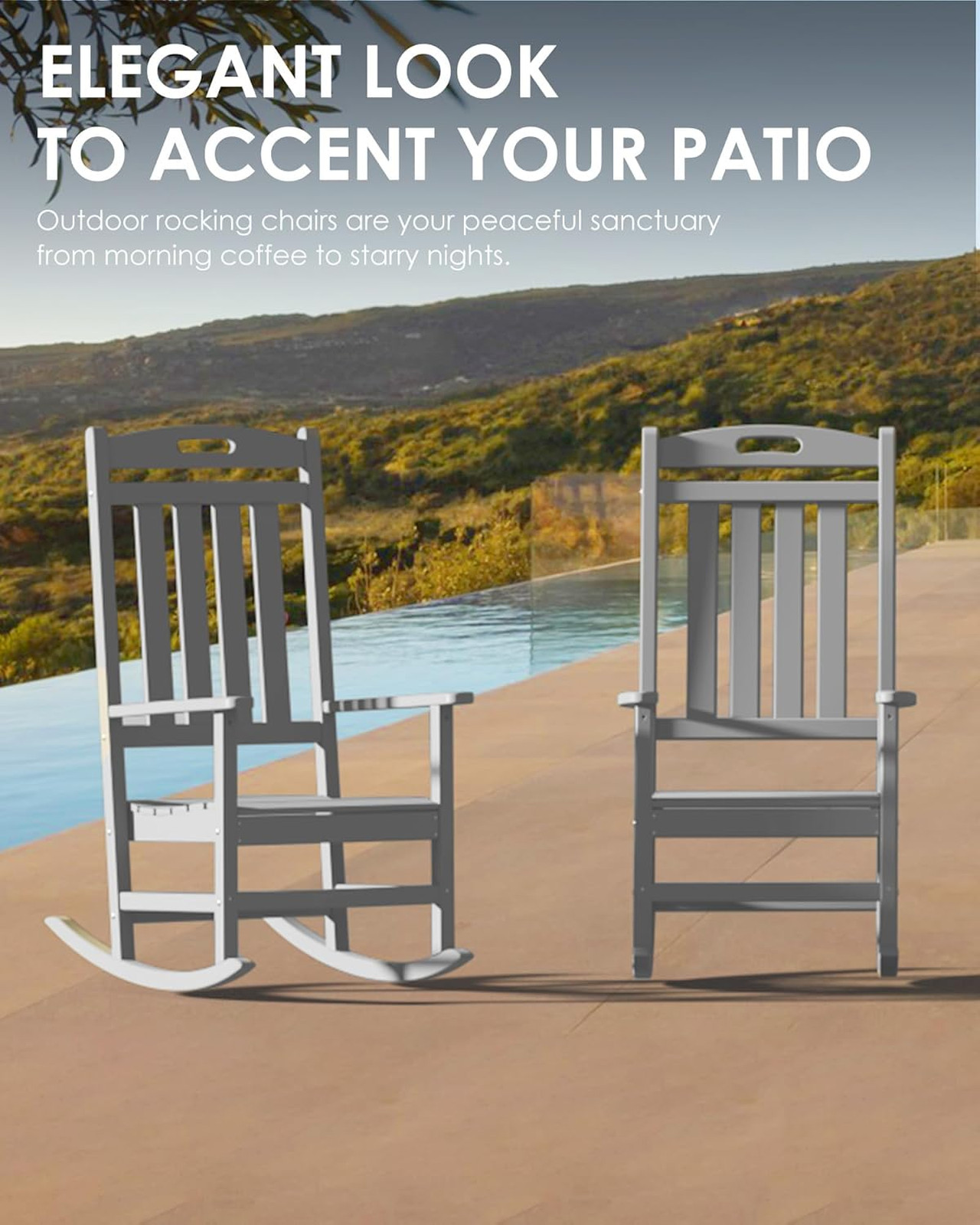Outdoor Poly Lumber Rocking Chair High Back Weatherproof Patio Porch Garden Lawn