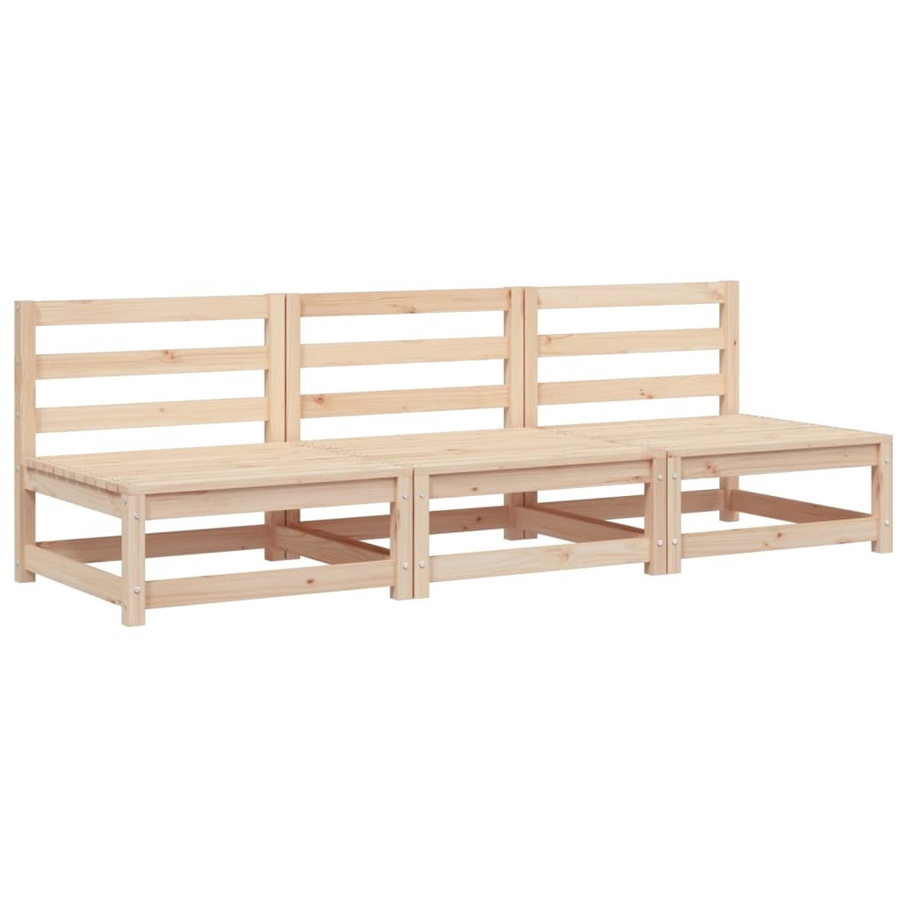 Garden Sofa Natural Pine Solid Pine Wood Medium Modular