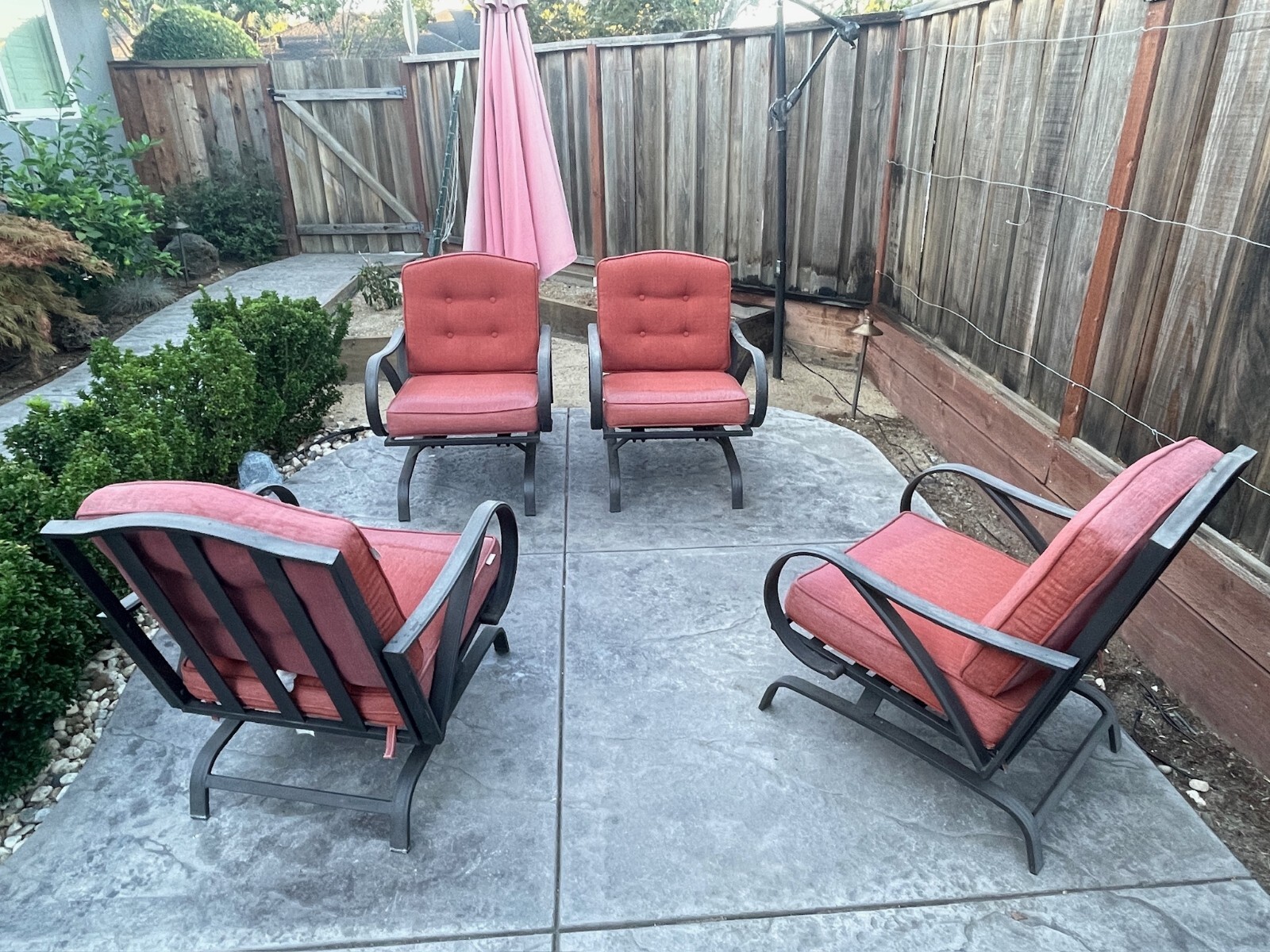 4 Metal Outdoor Chairs with Cushions Included – $160 OBO (Buyer Pick Up)