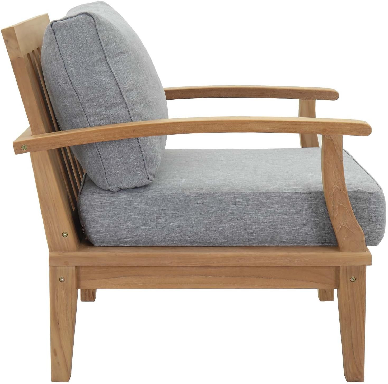 Marina 4-Piece Premium Teak Wood Outdoor Patio Furniture Set – Natural Gray