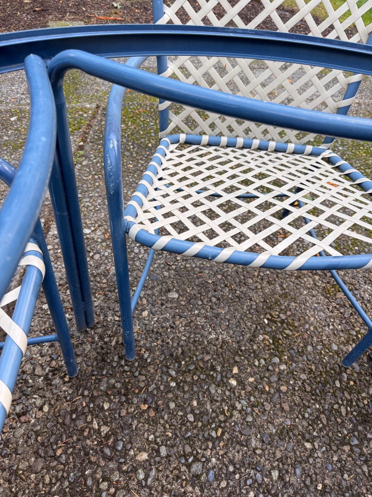 BLUE BROWN JORDAN TAMIAMI ORIGINAL GLASS 4 CHAIRS TABLE SET PATIO OUTDOOR DINING