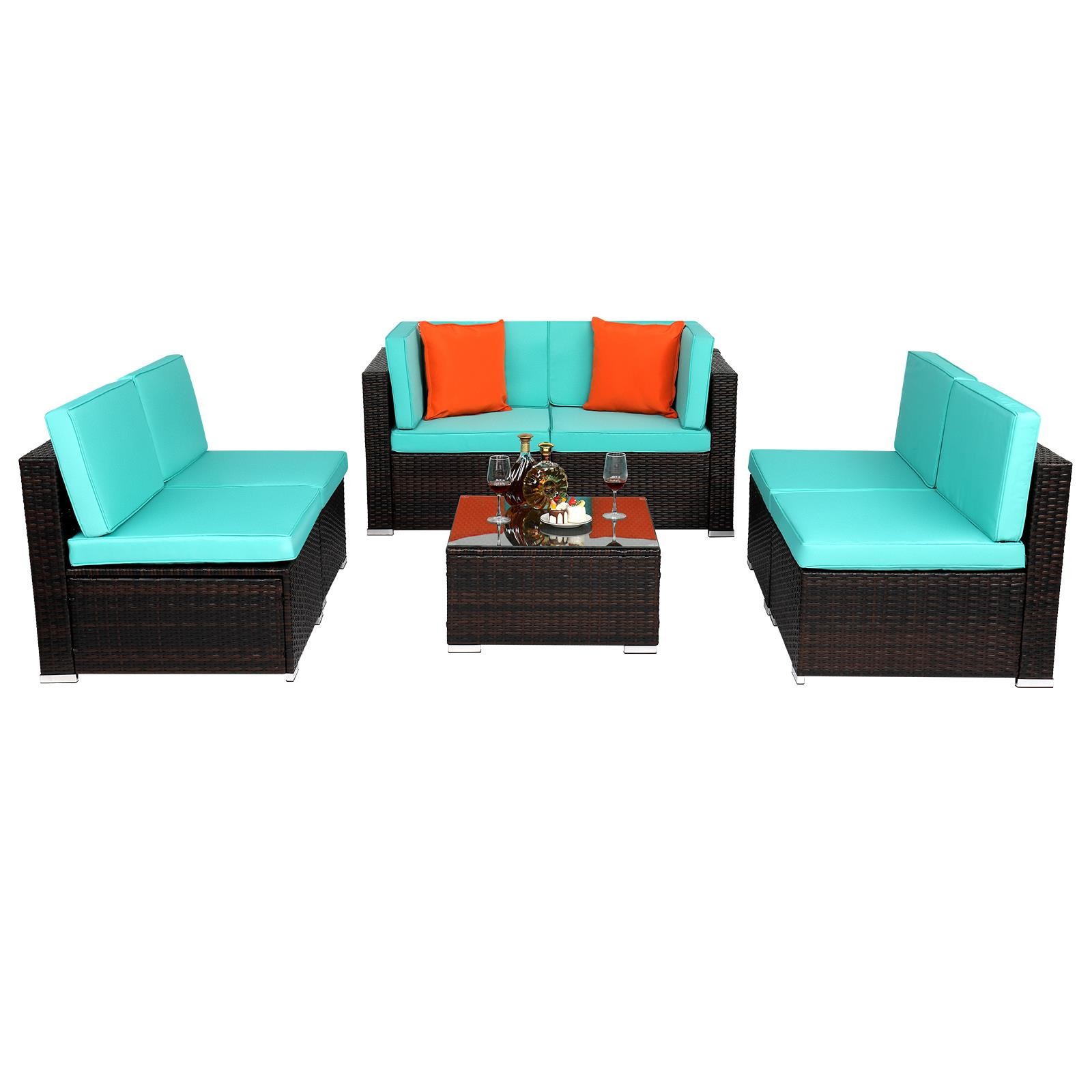 2 PCS Outdoor Patio Furniture Sectional Corner Sofa Rattan Chair Wicker Set