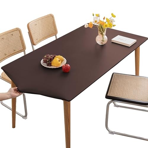 PU Stretch Fitted Rectangle Tablecloth with 55″ x 35″ (Rectangular) Coffee