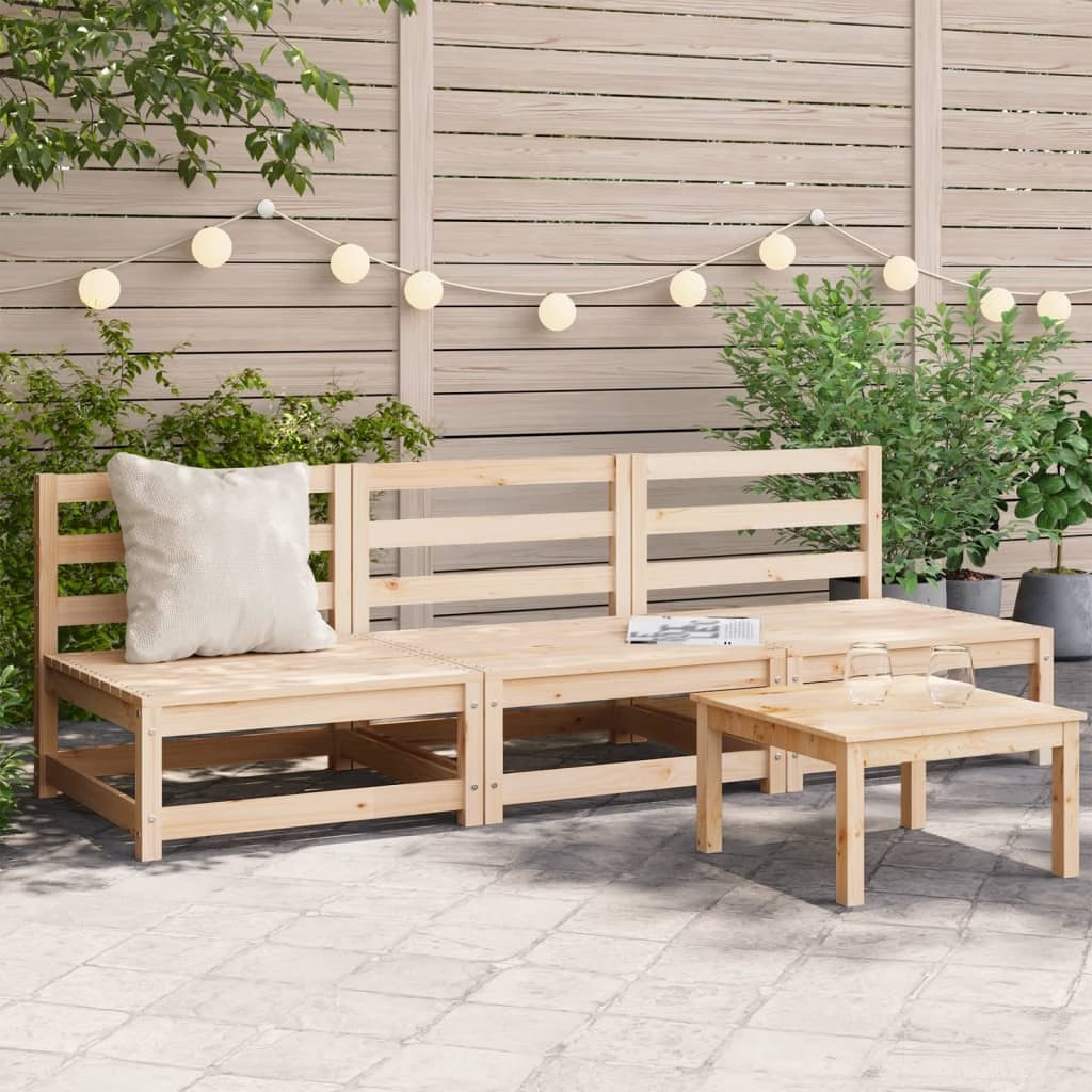 Garden Sofa Natural Pine Solid Pine Wood Medium Modular