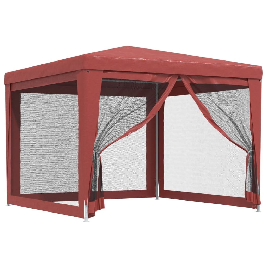 Party Tent with 4 Mesh Sidewalls Red 9.8’x9.8’HDPE