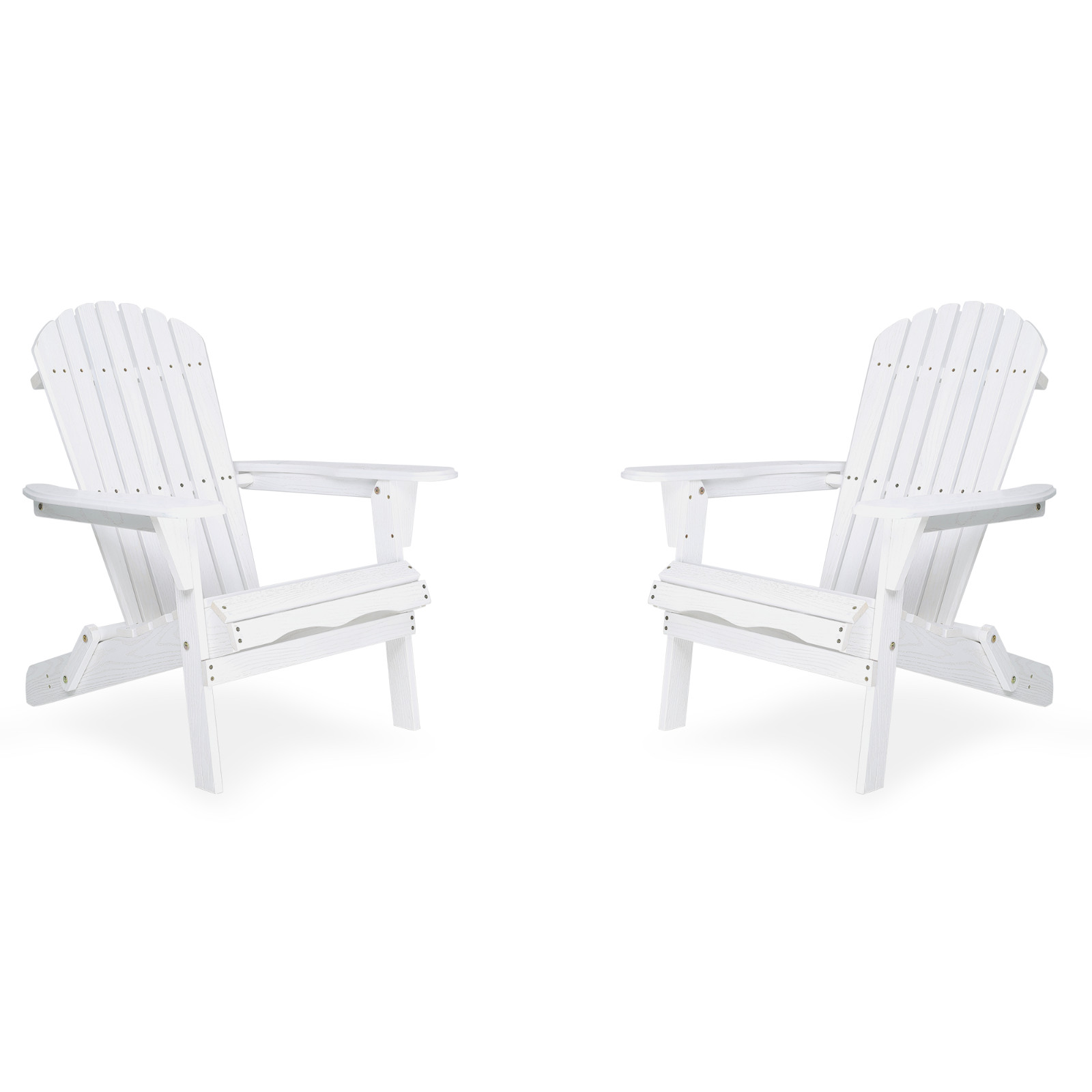 Set of 2 Folding Adirondack Chair Outdoor Patio All Weather Fire Pit Chairs Wood