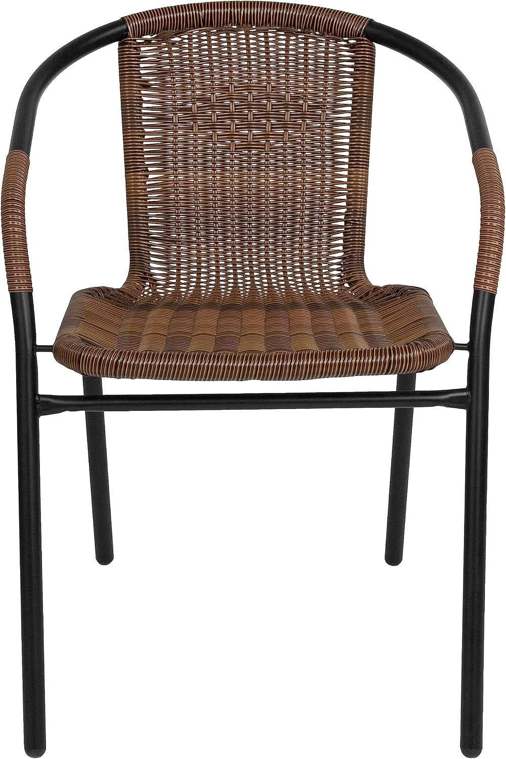 Flash Furniture Lila Modern Rattan Indoor/Outdoor Stackable Dining Chairs,Brown