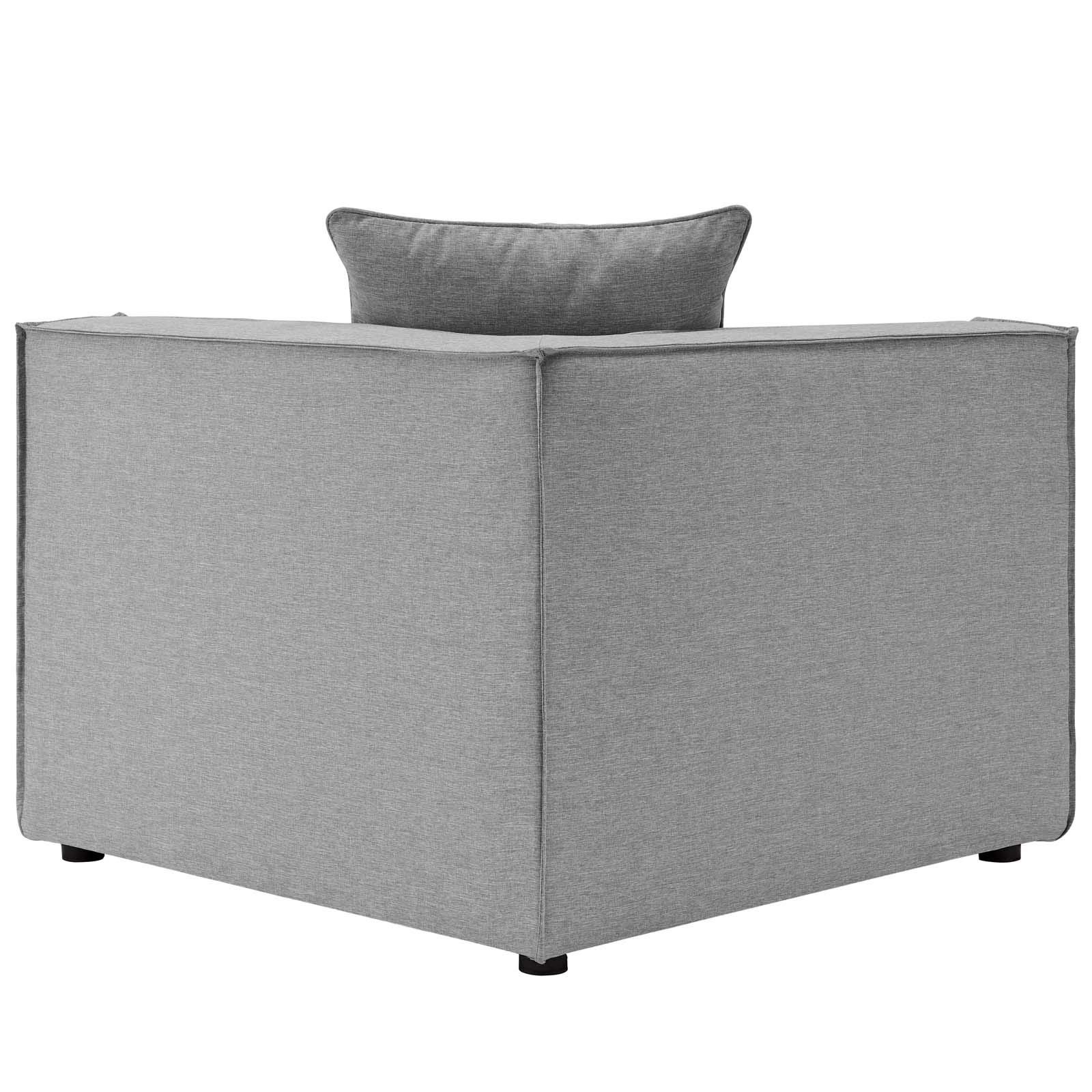 Modway Saybrook Fabric Upholstered Outdoor Patio Loveseat & Ottoman Set in Gray