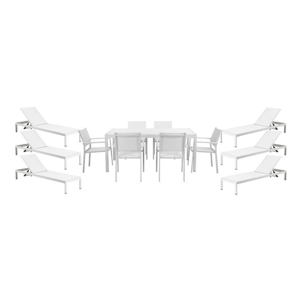 Pangea Home David 13-piece Aluminum Patio Dining Set in White