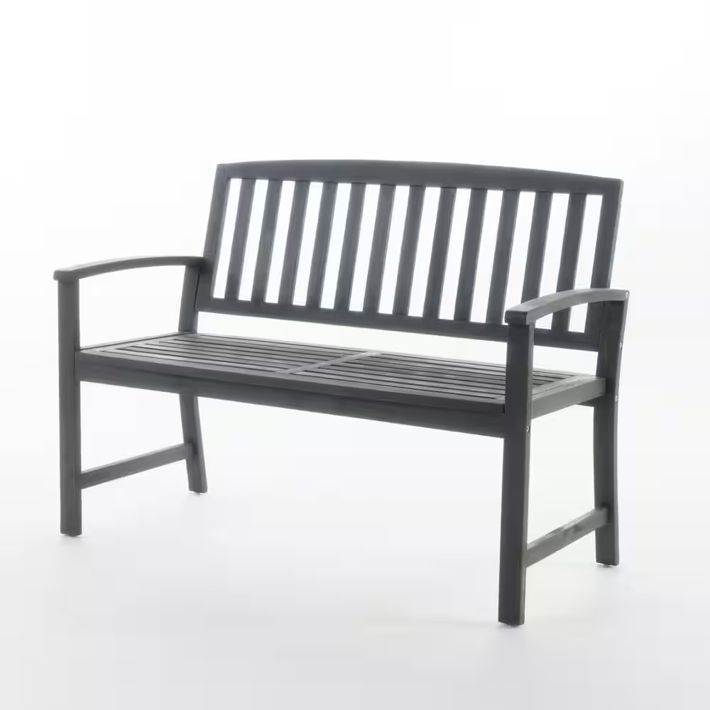 48 In. Outdoor Wood Garden Bench Patio Bench with Backrest and Armrest 400 Lbs.