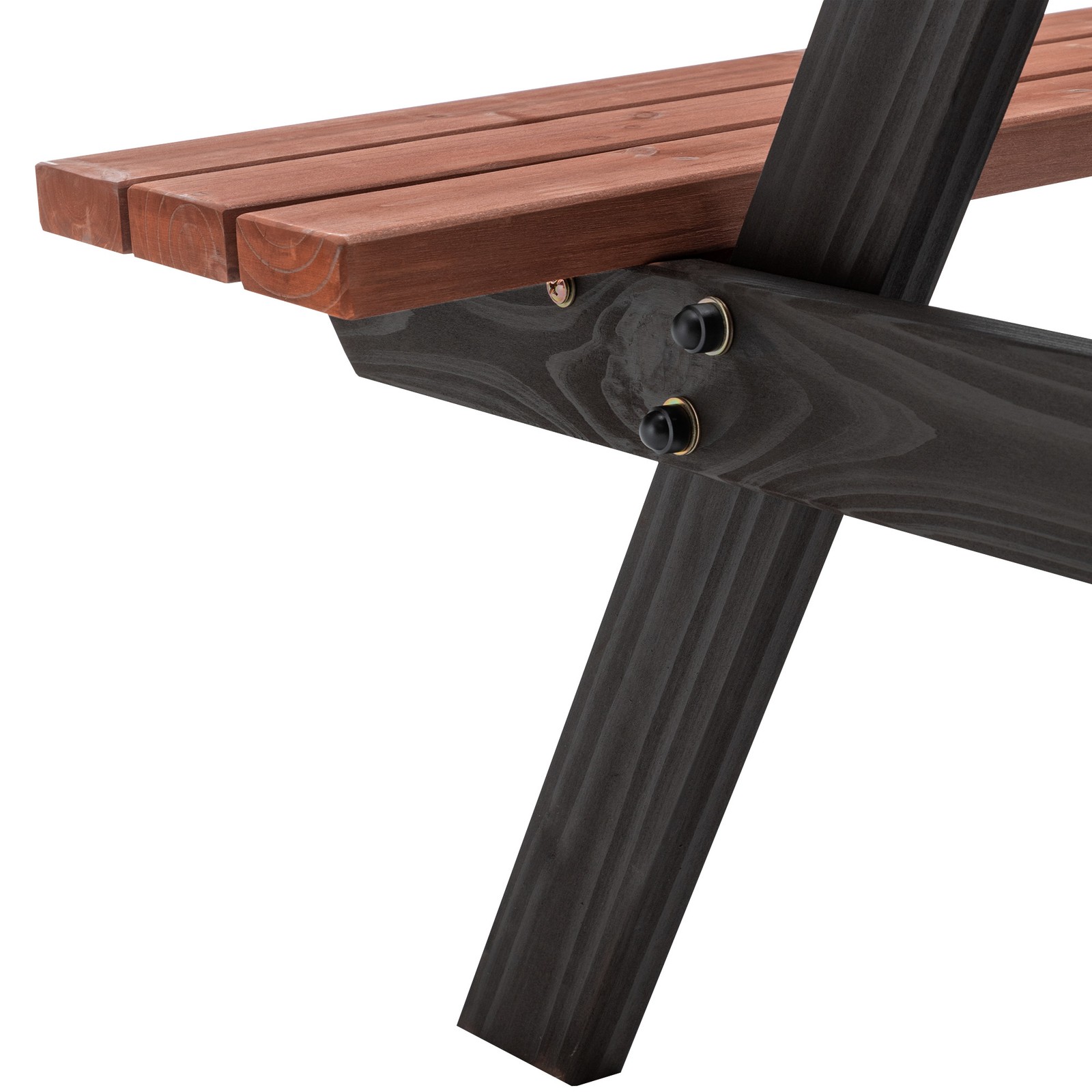 Fir Wood Picnic Table Bench Set 75″ Patio Dining Table Bench Set W/Umbrella Hole