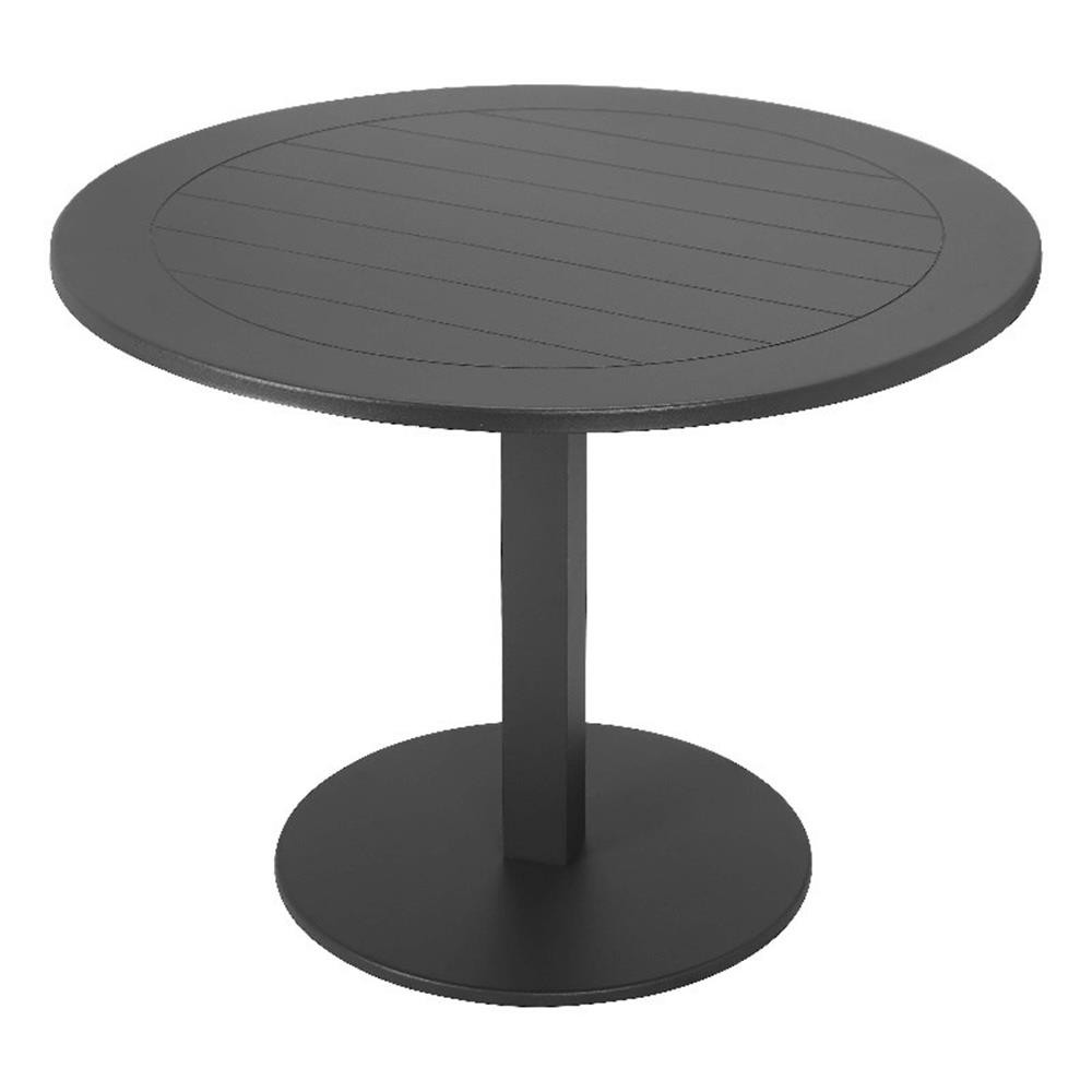 Pemberly Row 30×35″ Modern Aluminum Round Dining Table in Gray Finish