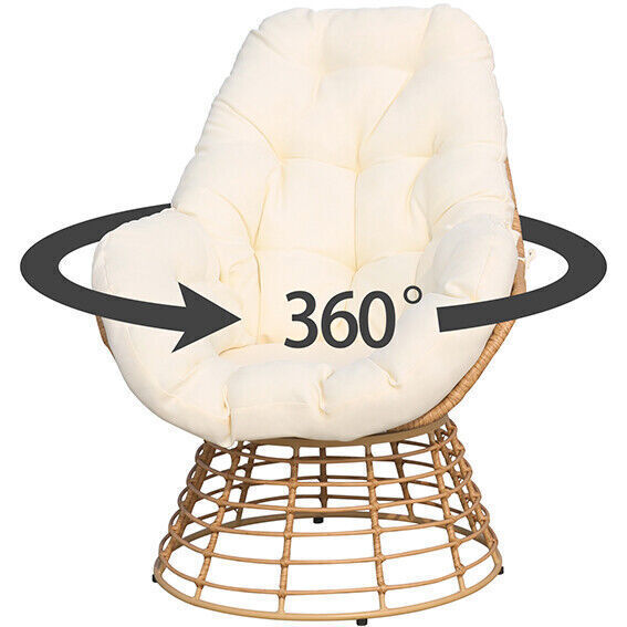 Outdoor Swivel Chair Wicker Patio Furniture 360-Degree Sets Rattan Chair Table