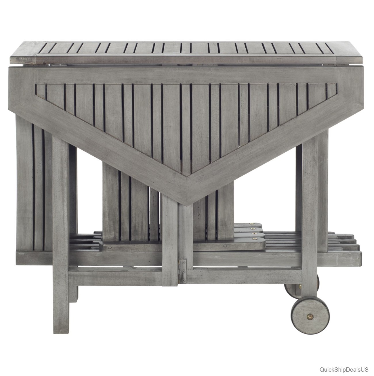 Patio Dining Set 5 Piece Hexagonal Table 4 Director Chairs Grey Wash Foldable