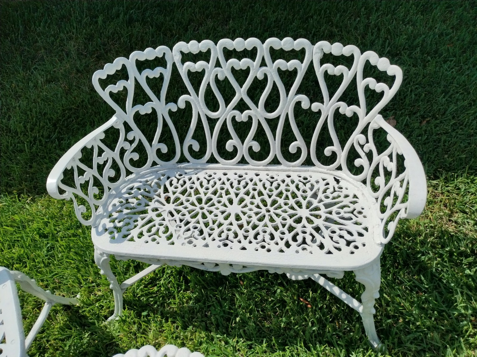 Vintage Cast Aluminum Garden Patio Furniture Set Victorian Daisy – 4 Piece Set
